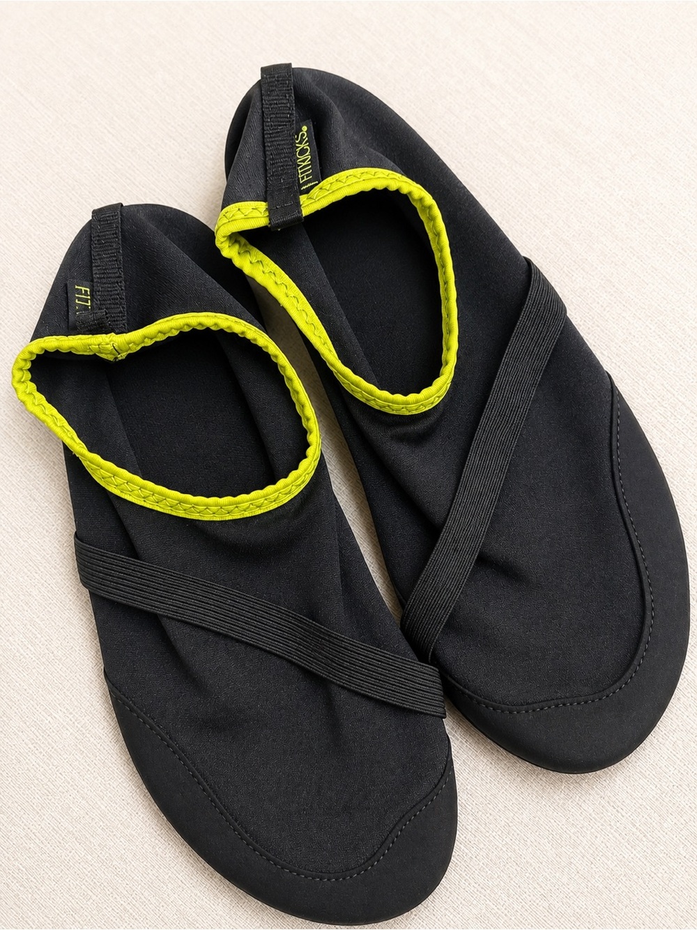 Black Stretch Water Shoes with Neon Yellow Trim - FITKICKS